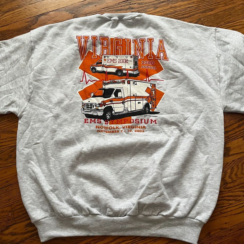 Jerzees Norfolk VA Firefighter Emergency Rescue Squad Sweatshirt Gray Size XL